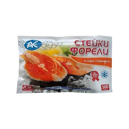 СТЕЙКИ ФОРЕЛИ АС В СОУСЕ ГРИЛЬМИКС 350 ГР