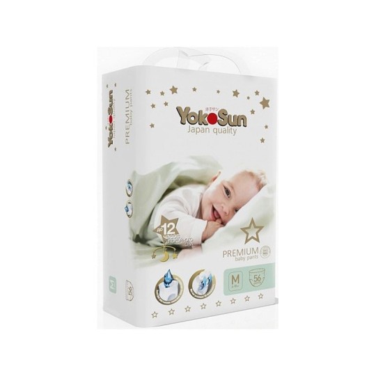 Подгузники-трусики детские YokoSun Premium размер М (6-10 кг) 56 шт