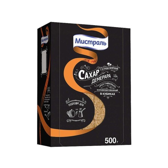 МИСТРАЛЬ|Сахар тростниковый нерафинированный Демерара в кубиках, 500 г