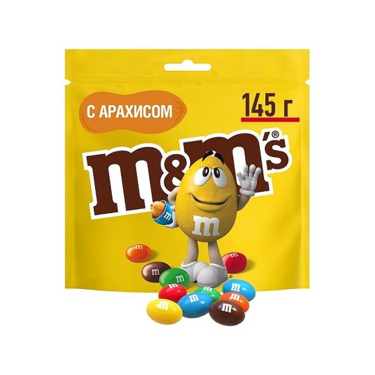 Драже M&Ms с арахисом и молочным шоколадом, покрытое хрустящей разноцветной глазурью, 145г