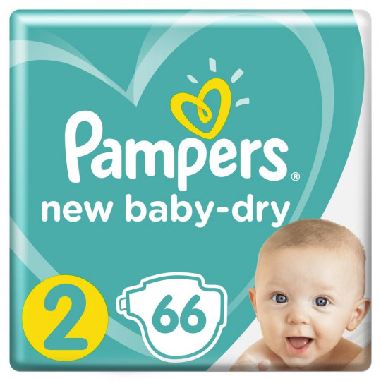 Подгузники Pampers New Baby-Dry 4–8 кг, размер 2, 66 шт.