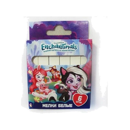 Мел белый "Enchantimals", 6 шт