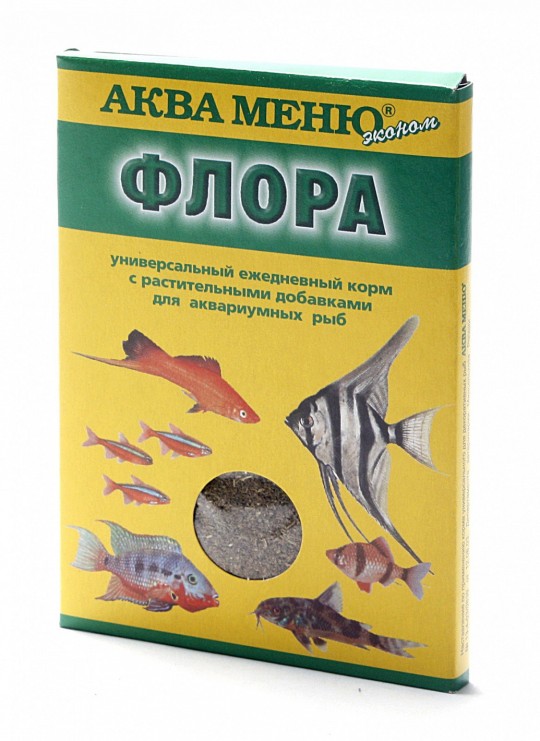 Ежедневный корм для аквариумных рыб средних и крупных размеров Аква меню эконом Флора-2 30г