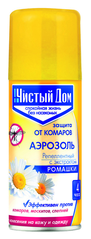 Аэрозоль от комаров Чистый дом, репеллентный с экстрактом ромашки