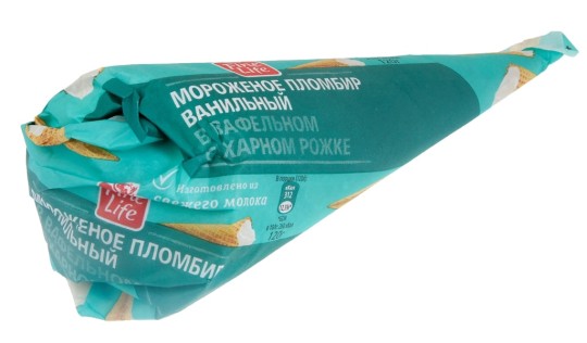 120Г Мороженое пломбир ванильный в рожке FINE LIFE