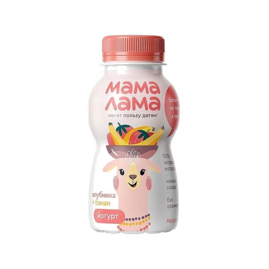 Йогурт питьевой Мама Лама клубника и банан 2,5% 200 г