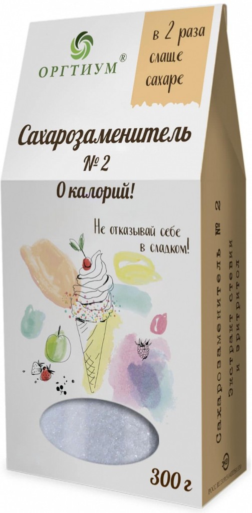 Сахарозаменитель №2 Оргтиум в 2 раза слаще сахара 300 г