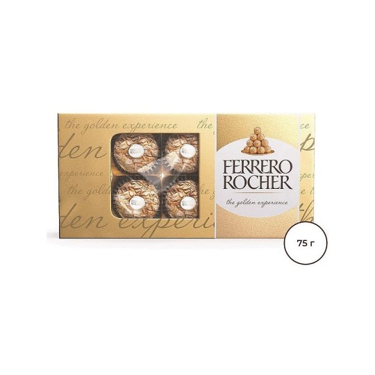 Ferrero| Конфеты  Rocher, молочный шоколад и лесной орех, 75г