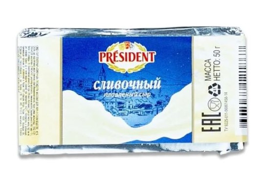 ПЛАВЛЕНЫЙ СЫР PRESIDENT СЛИВОЧНЫЙ 50 Г