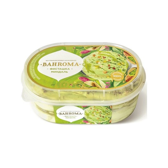 МОРОЖЕНОЕ BAHROMA ПЛОМБ ФИСТАШ С МИНДАЛЕМ 450ГР ВАННА