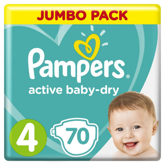 Подгузники Pampers Active Baby-Dry 9–14 кг, размер 4, 70 шт.