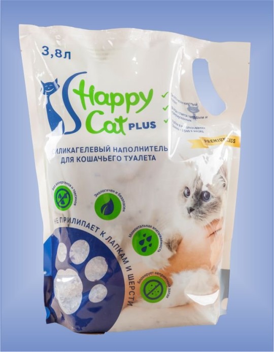 Ароматизированный силикагелевый наполнитель  Happy cat, 3,8 кг
