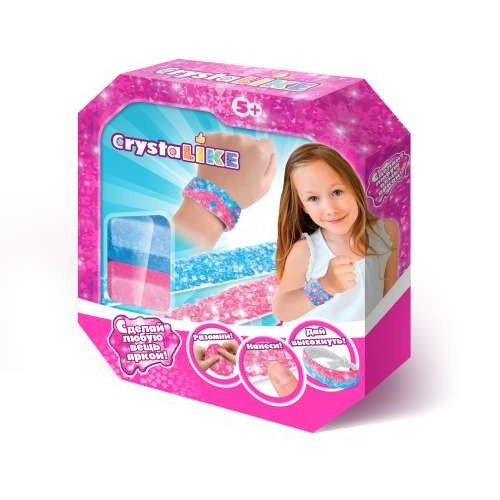 1toy набор для творчества crystalike , 2 баночки с массой для моделирования, 5 заготовок для браслетов, коробка с окошком 17,2х3,2х18,4 cм.