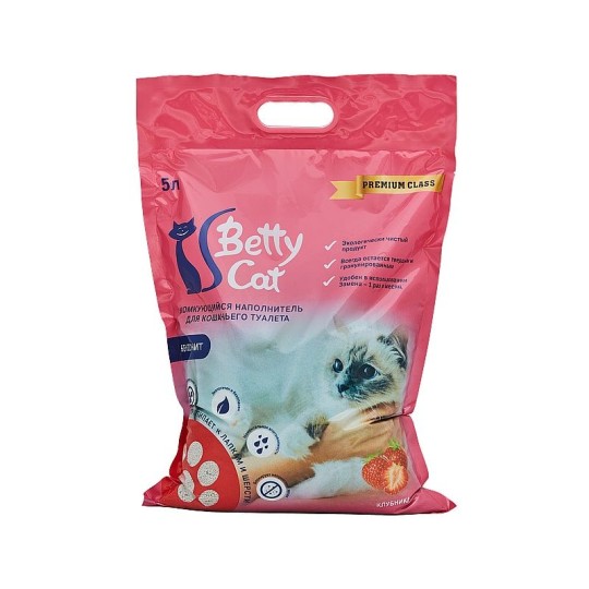 Комкующийся наполнитель для кошачьего туалета Betty cat Клубника 10лт