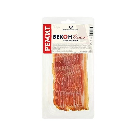 БЕКОН РЕМИТ ВЯЛЕНЫЙ НАРЕЗКА 55Г В/У