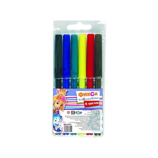 CENTRUM| Фломастеры "Фиксики", 6 цветов, на водной основе с вентилируемым колпачком.