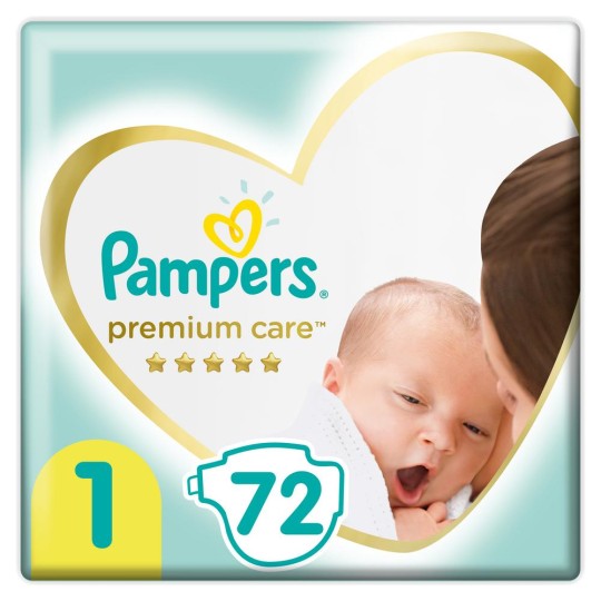 Pampers Premium Care Размер 1, 72 Подгузники, 2kg-5kg