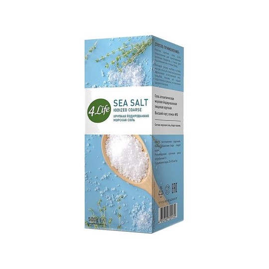 Соль 4Life крупная йодированная морская 500 г
