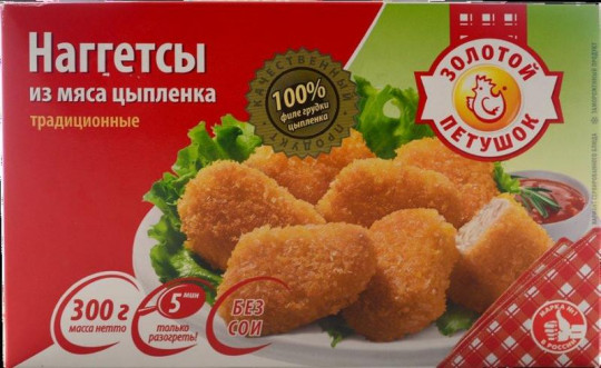 Золотой петушок Наггетсы из мяса цыпленка традиционные  12*300 гр