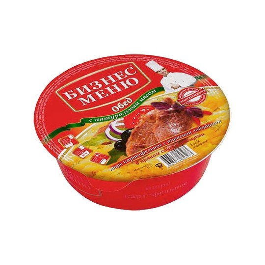 ПЮРЕ КАРТОФЕЛЬНОЕ КУХНЯ БЕЗ ГРАНИЦ БИЗНЕС МЕНЮ ГОВЯДИНА ОВОЩИ МИСКА 110ГР