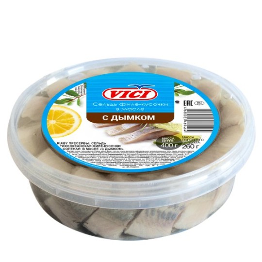 VICI| Сельдь филе-кусочки в масле «С дымком»  400 ГР