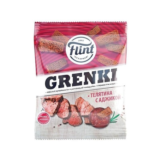 Гренки Flint ржаные вкус телятина с аджикой 110 г
