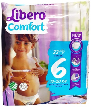 Подгузники LIBERO COMFORT MAXI размер 6 (13-20 кг) 22 шт