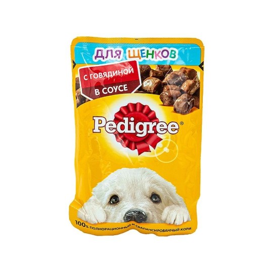 Влажный корм PEDIGREE® для щенков всех пород, с говядиной в соусе, 85г