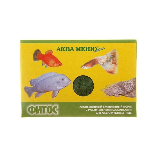 Ежедневный хлопьевидный корм для аквариумных рыб Аква меню эконом Фитос 30г