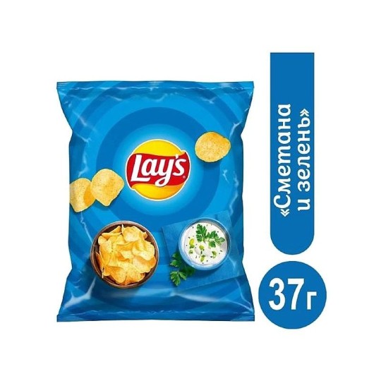  ЧИПСЫ LAYS СМЕТАНА И ЗЕЛЕНЬ 37Г ПАКЕТ