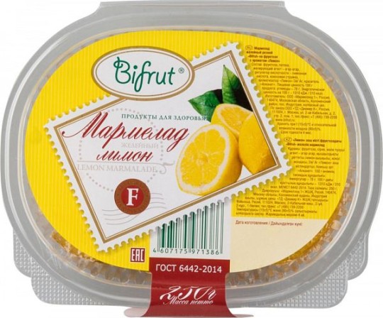Мармелад Bifrut лимон на фруктозе 250 г