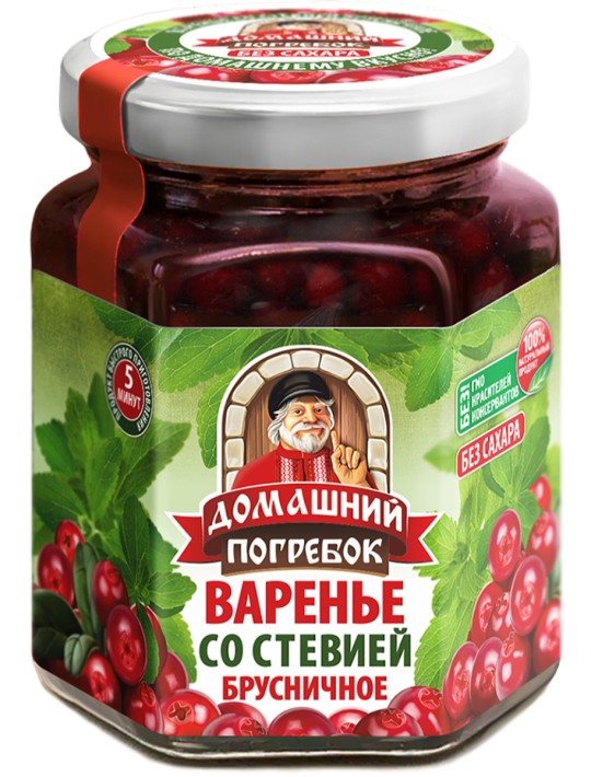 Варенье Домашний погребок брусничное со стевией 200 г