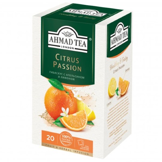 AHMAD TEA| чай травяной  со вкусом апельсина и лимона 20 пакетиков