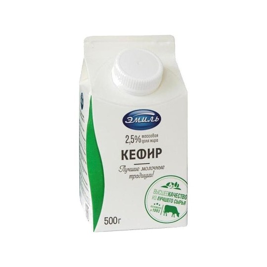Кефир Эмиль с крышкой 2,5% п/п 500 гр