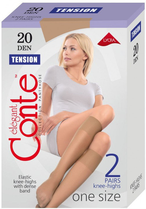 Гольфы женские Conte tension 20 ден natural единый размер 2 пары
