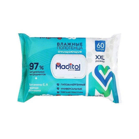 ПОЛОТЕНЦА ВЛАЖНЫЕ BIG-PACK MADITOL 60ШТ