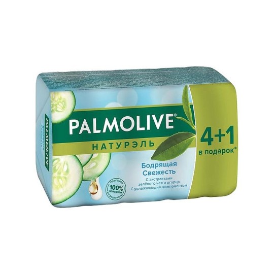 Palmolive Натурэль Бодрящая Свежесть туалетное мыло с экстрактами Зеленого чая и Огурца, промоупаковка 5х70 г