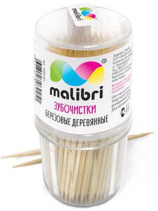 Зубочистки Malibri берёзовые деревянные 190 шт