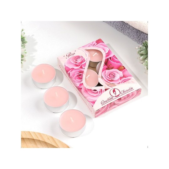 НАБОР ЧАЙНЫХ СВЕЧЕЙ АРОМАТИЗИРОВАННЫХ РОЗА 12Г 6ШТУК 1290728