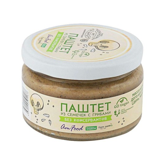 ЗАКУСКА ПОЛЕЗНЫЕ ПРОДУКТЫ ПАШТЕТ ИЗ СЕМЕЧЕК С ГРИБАМИ Б/КОНСЕР 200Г