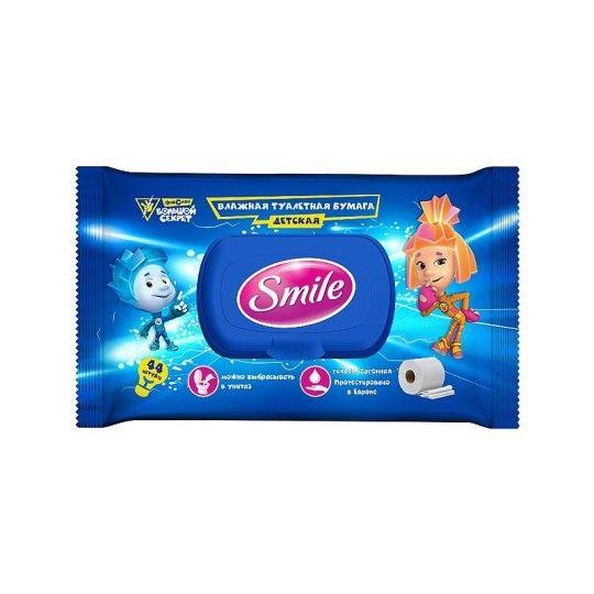 БУМАГА ТУАЛЕТНАЯ ВЛАЖН SMILE ДЕТ 44ШТ