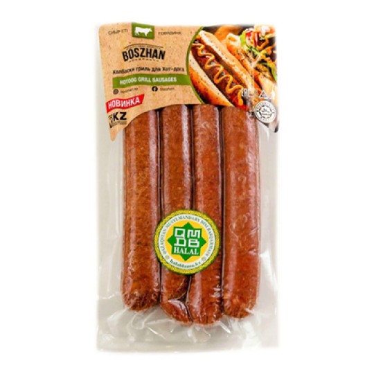 КОЛБАСКИ ГРИЛЬ BOSZHAN ДЛЯ ЖАРКИ ГОВЯДИНА ХОТ-ДОГ В/У 280ГР