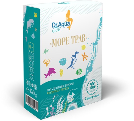 СОЛЬ Д/ВАНН DR.Aqua  МОРЕ ТРАВ ДЕТСК.ЧИСТОТЕЛ/ЧЕРЕДА 450ГР