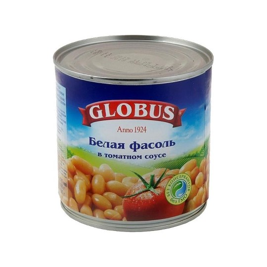 Фасоль Globus белая в томатном соусе 440г