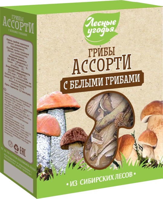 Грибы Лесные угодья ассорти с белыми грибами сушеные 45 г