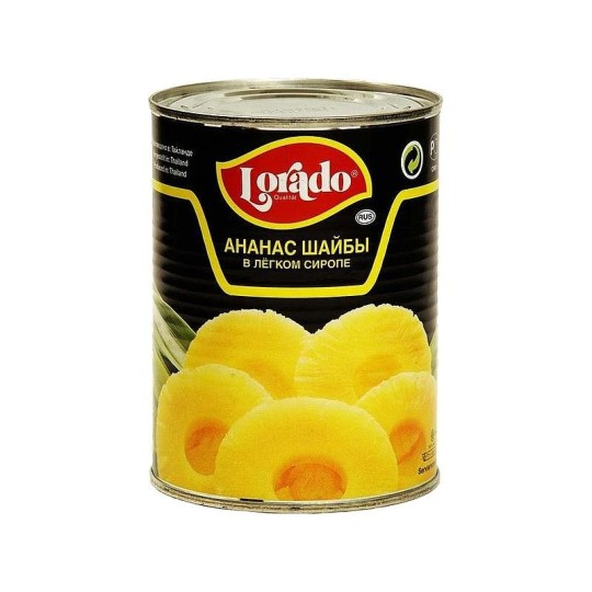 "Lorado"Ананасы шайбы в сиропе 580 мл