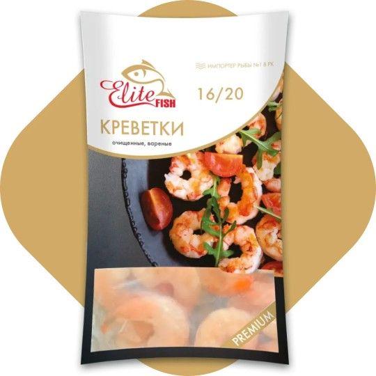 КРЕВЕТКА ELITE FISH ОЧИЩЕННЫЕ ВАРЕНЫЕ 1КГ 16/20