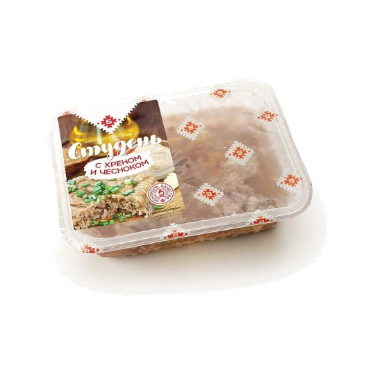 СТУДЕНЬ БМК С ХРЕНОМ И ЧЕСНОКОМ ИЗ СВИНИНЫ 500Г П/К