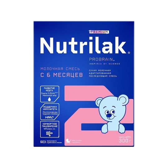 Nutrilak Смесь детская молочная Нутрилак Премиум 2, с 6 до 12 мес., без пальмового масла, 300 г