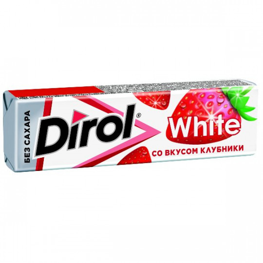 DIROL WHITE| жевательная резинка без сахара "СО ВКУСОМ КЛУБНИКИ"